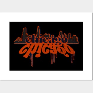 Chicago Illinois American Football Cityscape Skyline Graffiti Posters and Art